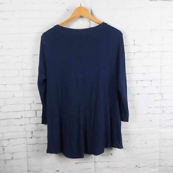 WESTPORT BLUE V NECK 3/4 SLEEVE TUNIC TOP SIZE MEDIUM - Picture 4 of 4